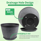 Quarut 4 Pack 6 Inch Flower Pots Planters for Outdoor Indoor, Plastic Plant Pots with Drainage Hole & Tray, Modern Decorative Garden Pot with Saucer, planters for House (Gray)