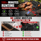 Electric Grill Brush, Rechargeable USB BBQ Grill Cleaner with 3-Speed & 3 Heads, 150+ Min Runtime, Waterproof & Heat Resistant, Cordless Rotary Grill Brush for Outdoor Barbecue Grates