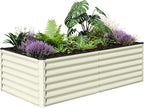 SnugNiture Galvanized Raised Garden Bed 6x3x2FT Outdoor Large Metal Planter Box Steel Kit for Planting Vegetables, Flowers, Beige White