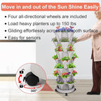 DUNCHATY Stackable Planter, Vertical Strawberry Planter with Garen Tool Set, Self Watering Garden Planter Indoor/Outdoor 7 Tier Herb Planter Pots for Growing Vegetables and Succulents, Gray