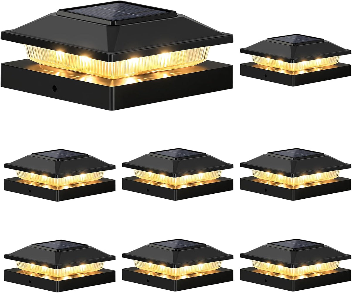 brightever 4x4 3.5x3.5 solar post cap lights 8-pack, main product view