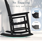 Oversized Rocking Chair Set of 2, Outdoor Rocking Chair for Adults, All Weather Resistant Porch Rocker for Lawn Garden, Black