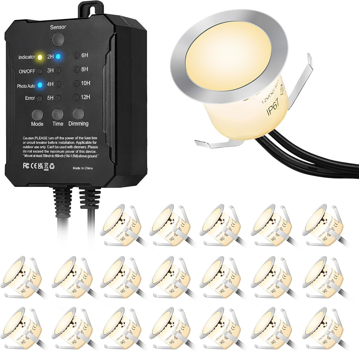 dimmable recessed deck stair lighting all-in-one with timer, main product view