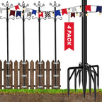 Arrinew String Light Poles 9 FT Metal Poles with Hook for Outside String Lights - Outdoor Patio Light Poles Lighting Stand for Deck, Backyard, Balcony, Hanging Basket, Lantern, Bird Feeder 4Pack
