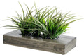 mygift 10-inch artificial grass plant in rectangular wood, main product view