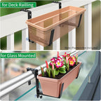 Window Box Brackets, Adjustable Planter Box Brackets, Heavy Duty Iron Flower Box Brackets for Railings, with Enhanced Bottom Support - Perfect for Balconies, Fences, and Gardens (Black, 4 Pack)