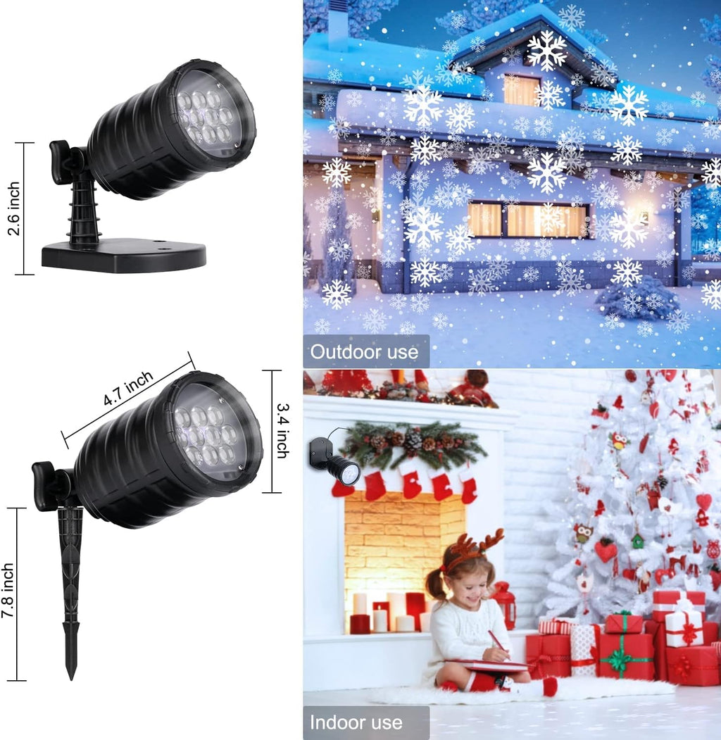 Christmas Snowflake Projector Lights Led Snowfall Show Outdoor Waterproof Landscape Decorative Lighting for Xmas Holiday Party Wedding Garden Patio