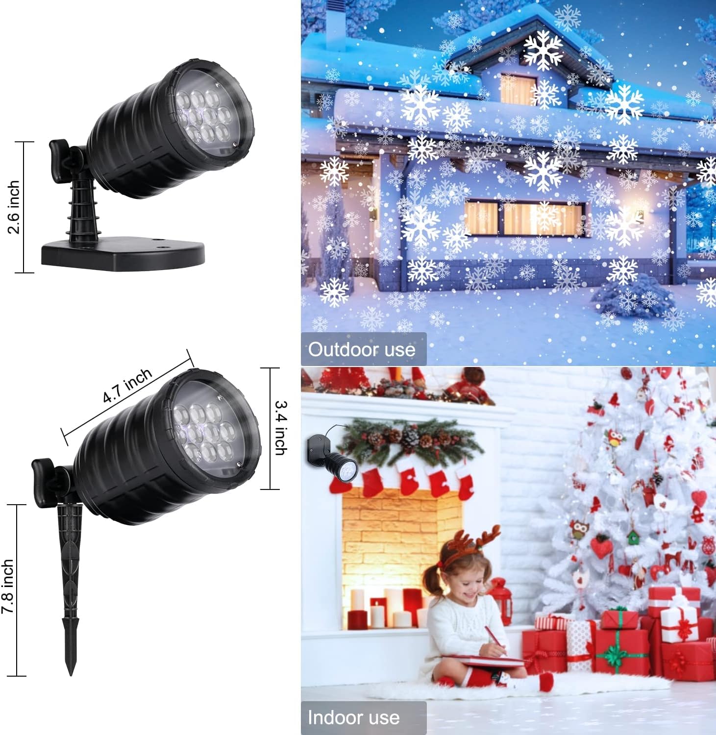 Christmas Snowflake Projector Lights Led Snowfall Show Outdoor Waterproof Landscape Decorative Lighting for Xmas Holiday Party Wedding Garden Patio