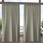 Exclusive Home Cabana Solid Indoor/Outdoor Light Filtering Hook-and-Loop Tab Top Curtain Panel, 54"x96", Taupe, Set of 2