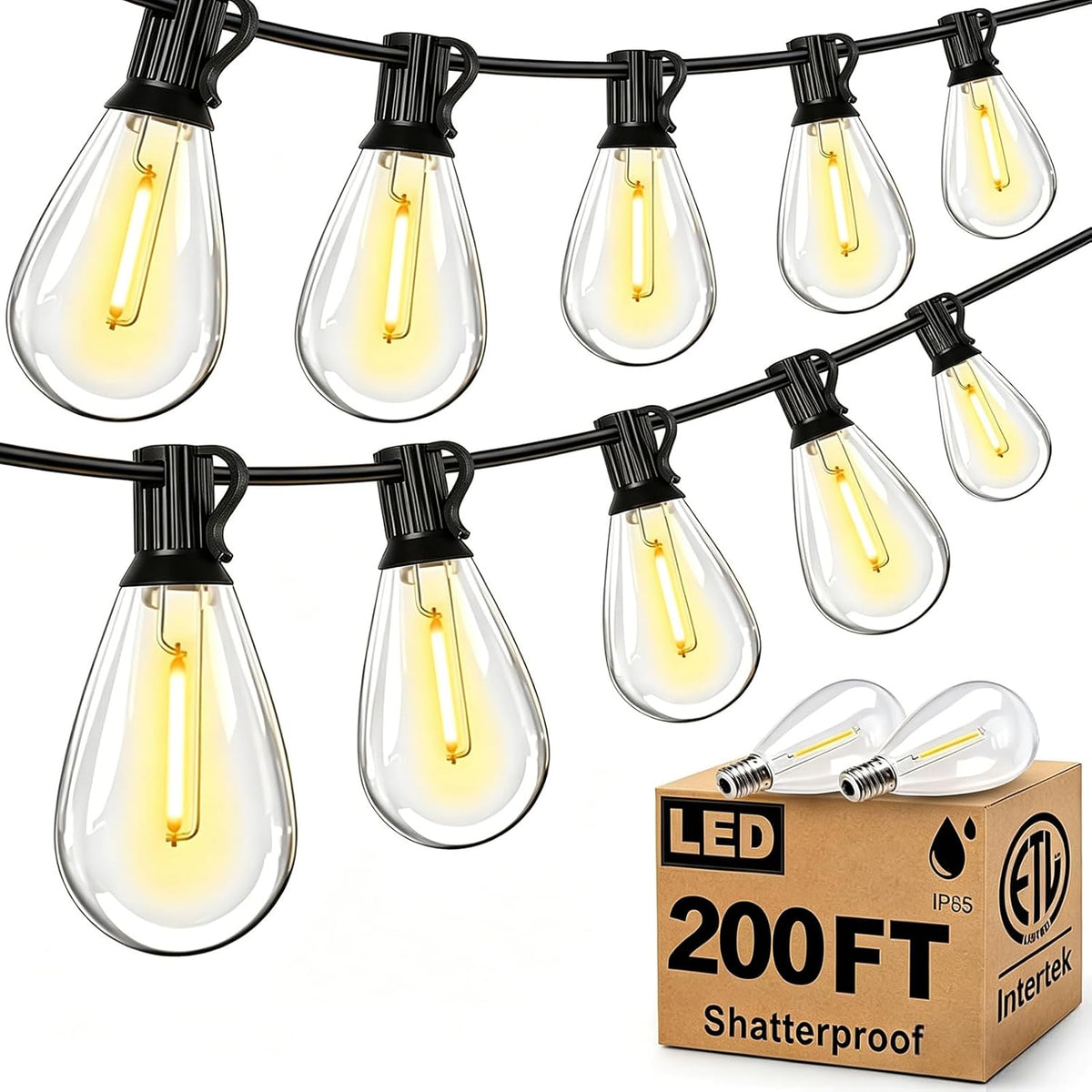 tenmiro 200ft outdoor string lights, ultra long led, main product view