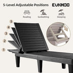 Chaise Lounge Outdoor,Adjustable Pool Lounge Chair with 5 Positions Backrest, Waterproof Sun Loungers for Garden Pool Beach Patio Deck Sunbathing.Black