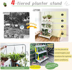 lumizone Foldable 4-Tier Plant Stand Indoor Outdoor Hanging Plant Shelf No Assembly Required Pot Placement Area With Wheels Sturdy Fall Prevention Storage Shelf Flower Pot Stand(4 Tier-Black)