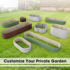 4x2ft Oval Galvanized Raised Garden Bed Kits 16" Tall Outdoor Large Metal Modular Planter Box 9-in-1 Raised Beds for Gardening,Vegetables,Fruits,Flowers & Herbs (Brown)