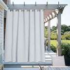 NICETOWN Patio Outdoor Curtain Waterproof Extra Wide and Long, Rustproof Grommet W100 x L108 Room Darkening Outdoor Living Divider Privacy Thermal Insulated Blinds for Pool, Greyish White, 1 Piece