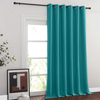 NICETOWN Room Divider Curtain 132 Inches Long, Wide Blackout Sliding Door Curtain for Bedroom, Room Darkening Privacy Window Curtain for Patio Door (1 Panel Set, Peacock Teal, 80 x 132 Inch)