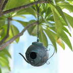 Bird Houses for Outside, Outdoor Bird House, Teapot Shaped Hanging Bird House, Antique Metal Bird House, Decorative Bird Houses, Unique Humming Bird Houses for Garden Patio Yard Lawn Backyard Decor