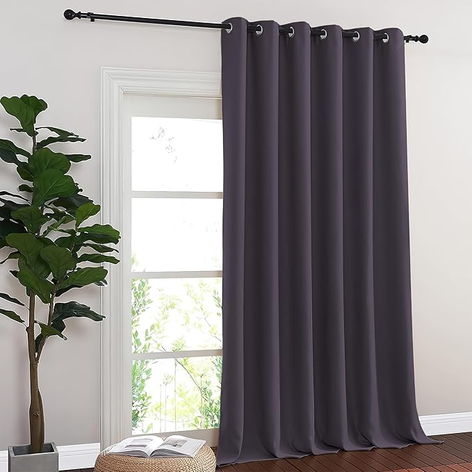 NICETOWN Greyish Purple Blackout Curtains for Bedroom 95 Inch Length - Thermal Insulated Room Darkening Privacy Grommet Window Drapes for Boys Room, Set of 1 Panel, 80 x 95 Inch