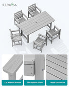 SERWALL Patio Dining Chair Set of 2, Light Gray
