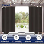 PureFit Outdoor Curtains for Patio Waterproof Weatherproof, UV Resistant Outside Curtains for Gazebo, Front Porch, Pergola, Sun Blocking Privacy Curtain, 52W x 120L inch, 1 Panel, Chocolate