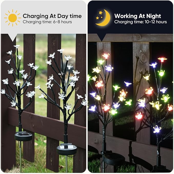 Solar Garden Lights Outdoor,Solar Lights Outdoor Decorative Waterproof for Outside 6Pack, 120Led Solar Flowers Garden Decor, Yard Pathway,Patio Fairy Decorations,Gardening Gifts for Women Mom