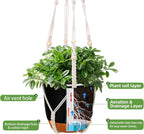 2-Pack 7.2-Inch Self-Watering Hanging Planters for Indoor & Outdoor Plants,34-Inch macrame hanger plant pots indoor with drainage,Small Hanging Planters & Baskets in Black,With two sets of hooks
