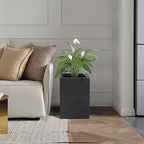 Kante 18.5" H Tall Rectangular Concrete Planters, Outdoor Indoor Lightweight Plant Pots with Drainage Hole and Rubber Plug, Modern Style for Home Garden Patio, Charcoal