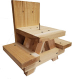 Picnic Table Squirrel Feeder – Wooden Outdoor Corn Cob Holder for Squirrels, Backyard Wildlife Feeding Accessory