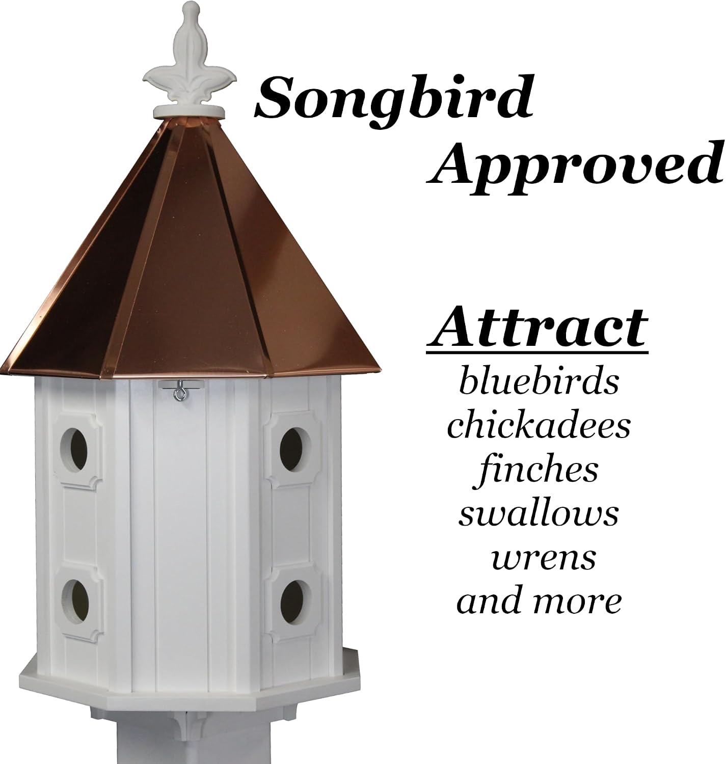 Two-Story 8 Compartment Songbird Weather-Resistant Birdhouse with Copper Roof, Made in The USA (H14C) (4" x 4" Mount)