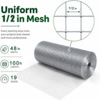 Hardware Cloth 1/2 in. x 4 ft. x 100 ft. 19-Gauge | Wire Mesh Roll, Chicken Wire Fencing, Gopher Wire, Garden Fencing, Chicken Wire Fence Roll, Tree Guard