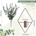 Jexine 8 Pcs Hanging Planters with Artificial Eucalyptus Metal Hanging Vase Indoor Plants Holder Modern Geometric Boho Bathroom Wall Decor for Living Room Home Office, Bronze