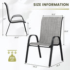 UDPATIO Patio Chairs Set of 2, Stackable Outdoor Dining Chairs with High Back, Breathable Textilene Fabric Outdoor Chair All Weather, 350LBS Capacity for Garden, Backyard (Light Grey)