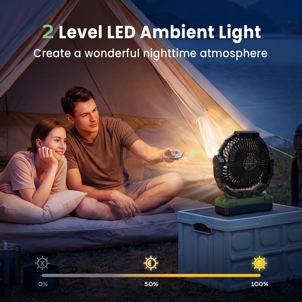 frizcol 3-in-1 camping fan - portable fans rechargeable, close-up detail
