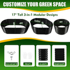 17" Tall Elevated Oval Metal Raised Garden Bed - 4ft x 2ft in Size and 0.8MM Thick Durable Planter Bed/Box for Vegetables Flowers Succulent at Patio/Garden Outdoor (Black, 4X2X1.4 FT)