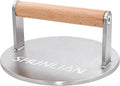 Stainless Steel Burger Smasher, 6 Inch Heavy Duty Grill Press with Wood Handle, 1.7 lb Solid Cooking Weight Press for Flat Top Griddle, Meat Press for BBQ, Fish, Chicken, Bacon & Steak