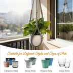 35 Inch Macrame Plant Hanger, Large for up to 15 Inch Pot Extra Long Hanging Planter Holder Basket with Wood Beads for Indoor Outdoor Home Decor (Grey, 1-Pack)