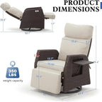 Adjustable Outdoor Recliner Chair with Independent Backrest & Footrest, Patio Swivel Recliner Chair, Wicker Reclining Patio Chair w/Flip-Up Table, Air Pump 155° Lay Flat Chaise Lounge, Beige