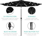 Best Choice Products 10ft Solar Polyester LED Lighted Patio Umbrella w/Tilt Adjustment and UV-Resistant Fabric