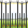String Light Poles, 10 FT, 6 Pack, Ground & Fence Mount | Heavy-Duty Steel, 5-Prong Stable Base, Powder-Coated Finish, Rust Resistant, Outdoor Lighting & Décor, Patios, Backyards