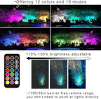 Landscape Lighting, 24W RGB Spot Lights Outdoor for Yard with Transformer & Remote 12 Colors and 19 Modes Outdoor Lights for House Lawn Tree Flag Garden Driveway Backyard Fence Plant, 4 Pack