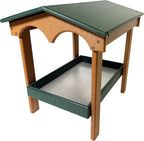 DutchCrafters Recycled Plastic Poly Large Covered Ground Fly Through Raised Platform Bird Feeder with Mesh Seed Tray - USA Amish Made (Turf Green & Cedar)
