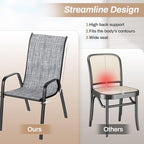 TLSUNNY Patio Chairs, Stackable Textilene Outdoor Dining Furniture for All Weather, with 17.7″ Wide Seat & Metal Frame, for Garden, Backyard, Deck, Restaurant, Poolside (6, Grey, 26.4″)