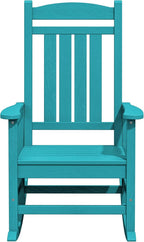 KINGYES HDPE Outdoor Rocking Chair Set of 4, All-Weather Poly Patio Rocking Chairs with 330lbs Support for Adults, Aruba Blue
