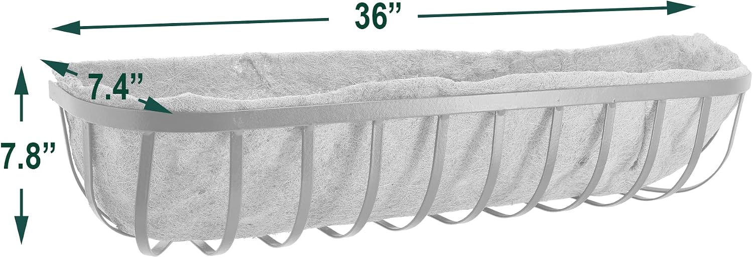 Arcadia Garden Products Hanging Window Basket Metal Trough, 36-inch