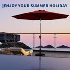 Garvee 9FT Patio Umbrella - Outdoor Table Umbrella with Smooth Crank Lift, Push Button Tilt and 8 Sturdy Ribs - Market Umbrella UV Protection Waterproof for Pool, Deck, Yard, Garden -Red