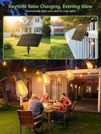 luckystyle 30FT Solar String Lights Outdoor Waterproof 2200K with Remote & USB Charging, 10+1 LED Shatterproof Bulbs, Dimmable & Timable, 3 Light Modes, Long Last for Garden,Patio, Backyard, Camping