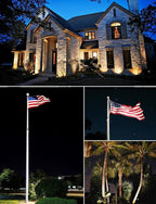 SUNVIE 30W Spot Lights Outdoor LED Spotlight 120V 3000LM Ultra Bright Flag Pole Light with Metal Stake, Warm White Flood Light Landscape Lighting for Yard Flag Tree Garden, 6 FT Cord with Plug, 2 Pack