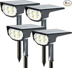 Solar Spot Lights Outdoor IP68 Waterproof, Ultra-Bright Performance，Simple Modes for Easier Operation, Auto On/Off，Solar Powered Landscape Lights for Garden, Yard, Pathway (Cool White, 4 Pack)
