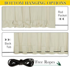 NICETOWN 2 Panels Outdoor Curtains Waterproof Pocket & Back Tab on Top & Bottom, Thermal Insulated Windproof Sun Blocking Outside Privacy Drapes for Patio with Fixed Rope, W52 x L95, Beige