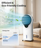 35" 3-in-1 evaporative air cooler, portable swamp cooler showing dimensions