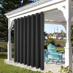 BONZER Waterproof Indoor/Outdoor Curtains for Patio Thick Privacy Wide Grommet Curtains for Bedroom, Living Room, Porch, Pergola, Cabana, 1 Panel, 110W x 120L inch, Charcoal